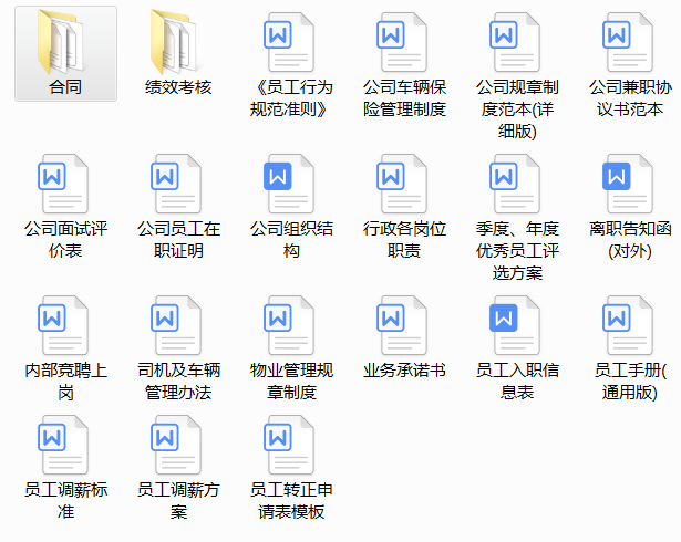 HR常用文档（绩效、合同、员工手册综合包