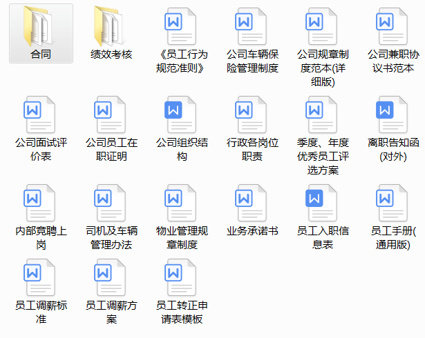 HR常用文档（绩效、合同、员工手册综合包）